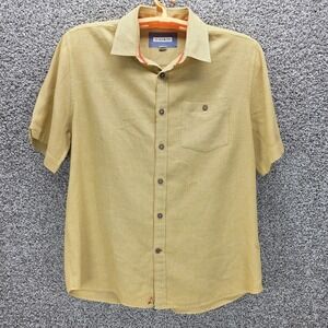 32 Bar Blues Shirt Mens Large Linen Blend Short Sleeve Button Up Lightweight